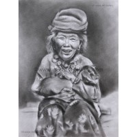 Tibetan Old Women with a baby goat